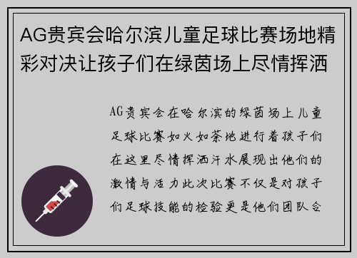 AG贵宾会哈尔滨儿童足球比赛场地精彩对决让孩子们在绿茵场上尽情挥洒汗水